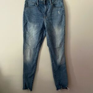 Universal Thread Women's 10/30R High Rise Skinny Denim Blue Jeans Distressed Hem